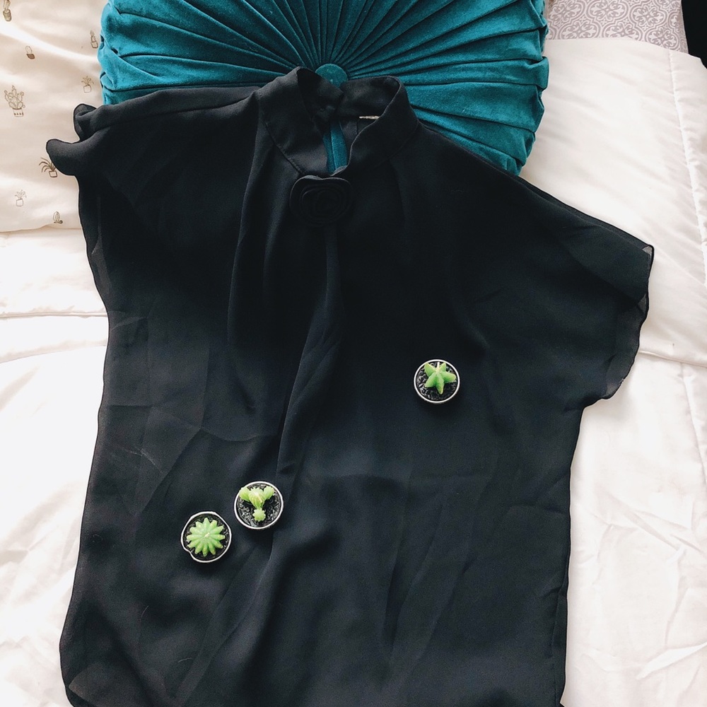 Black Chiffon Vintage Blouse